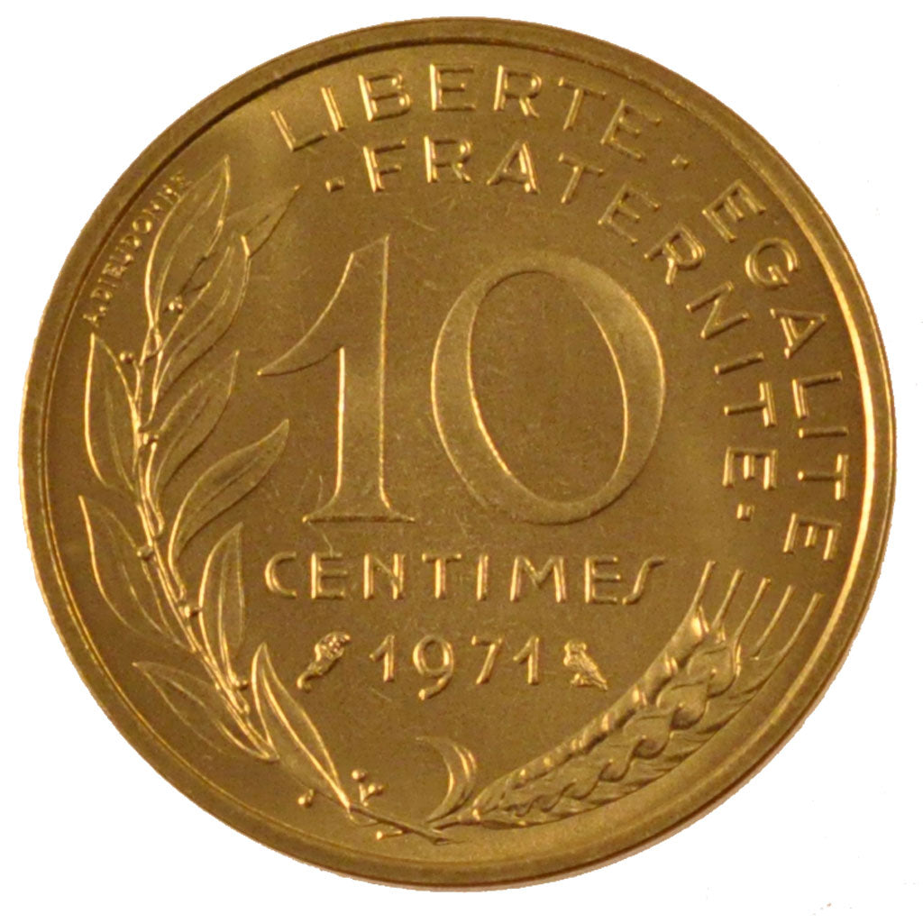FRANCE, Marianne, 10 Centimes, 1971, Paris, KM #929, MS(65-70),...