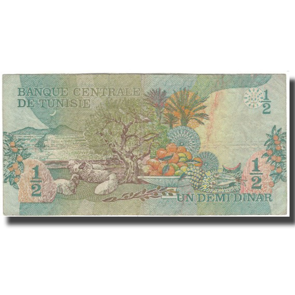 Banknote, Tunisia, 1/2 Dinar, 1973-10-15, KM:69a, VF(20-25)