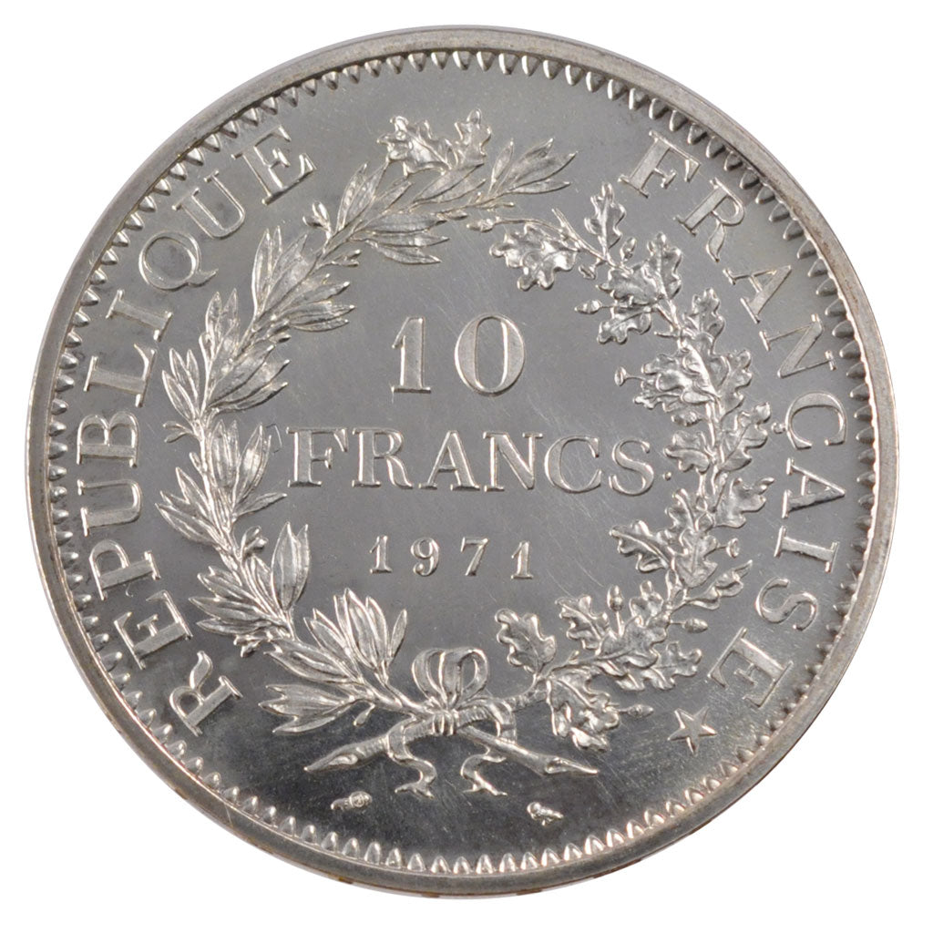 FRANCE, Hercule, 10 Francs, 1971, Paris, KM #932, MS(65-70), Silver, 37,...