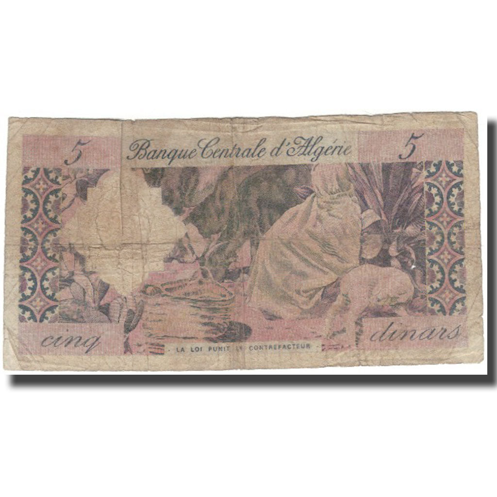 Banknot, Algieria, 5 Dinars, 1964-01-01, KM:122a, VG(8-10)