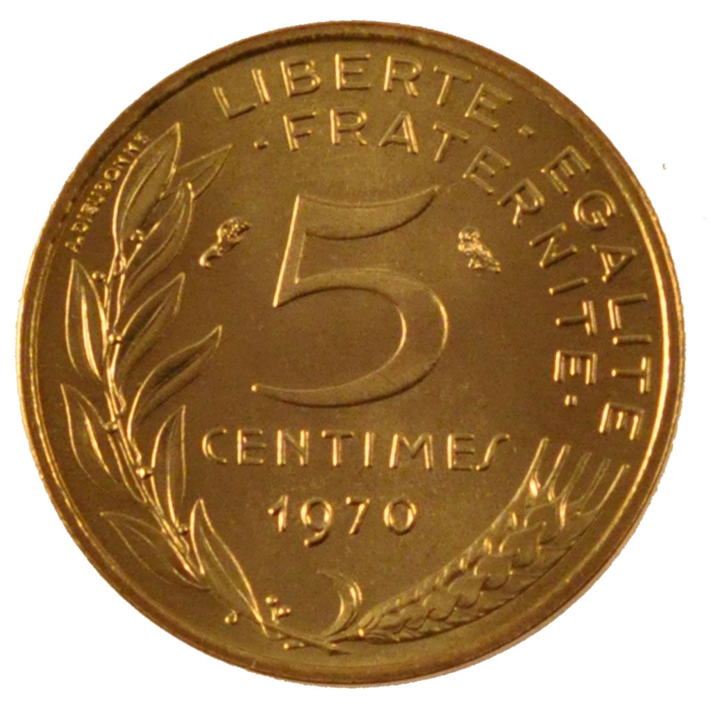 FRANCE, Marianne, 5 Centimes, 1970, Paris, KM #933, MS(65-70), Aluminum-Bronze,.