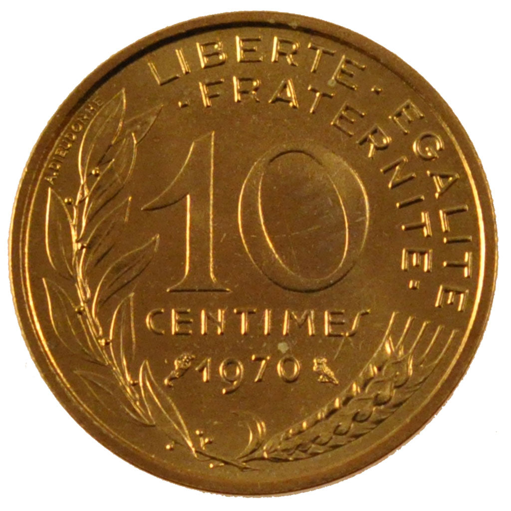 FRANCE, Marianne, 10 Centimes, 1970, Paris, KM #929, MS(65-70),...