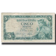 Banknote, Spain, 5 Pesetas, 1954-07-22, KM:146a, F(12-15)