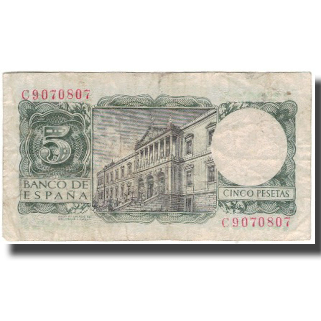 Banknote, Spain, 5 Pesetas, 1954-07-22, KM:146a, F(12-15)
