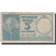 Banknot, Norwegia, 5 Kroner, 1960, KM:30g, VG(8-10)