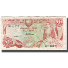Biljet, Cyprus, 50 Cents, 1987-04-01, KM:52, B+