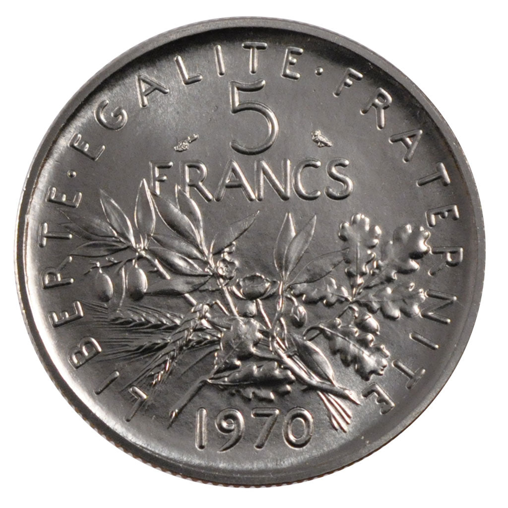 FRANCE, Semeuse, 5 Francs, 1970, Paris, KM #926a.1, MS(65-70), Nickel Clad...