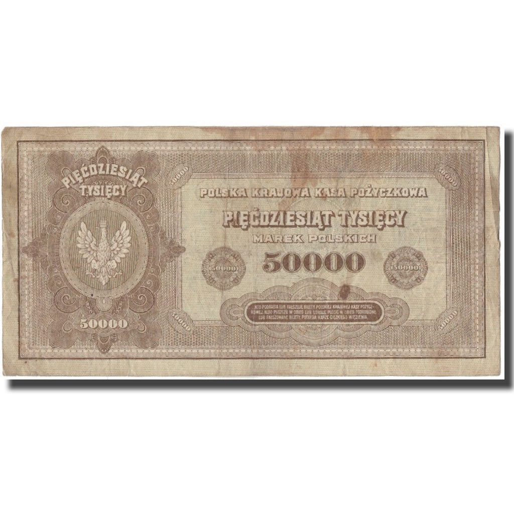 Billet, Pologne, 50,000 Marek, 1922, KM:33, TB