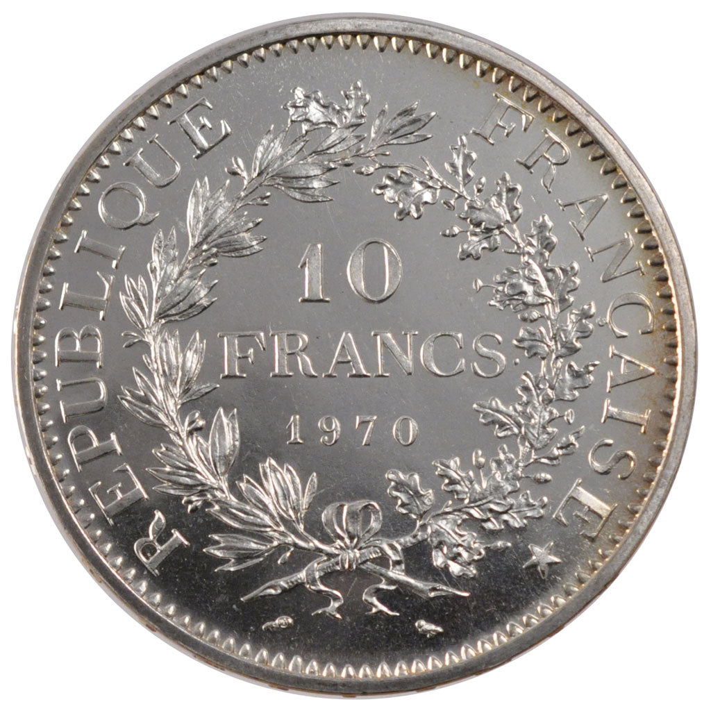 FRANCE, Hercule, 10 Francs, 1970, Paris, KM #932, MS(65-70), Silver, 37,...
