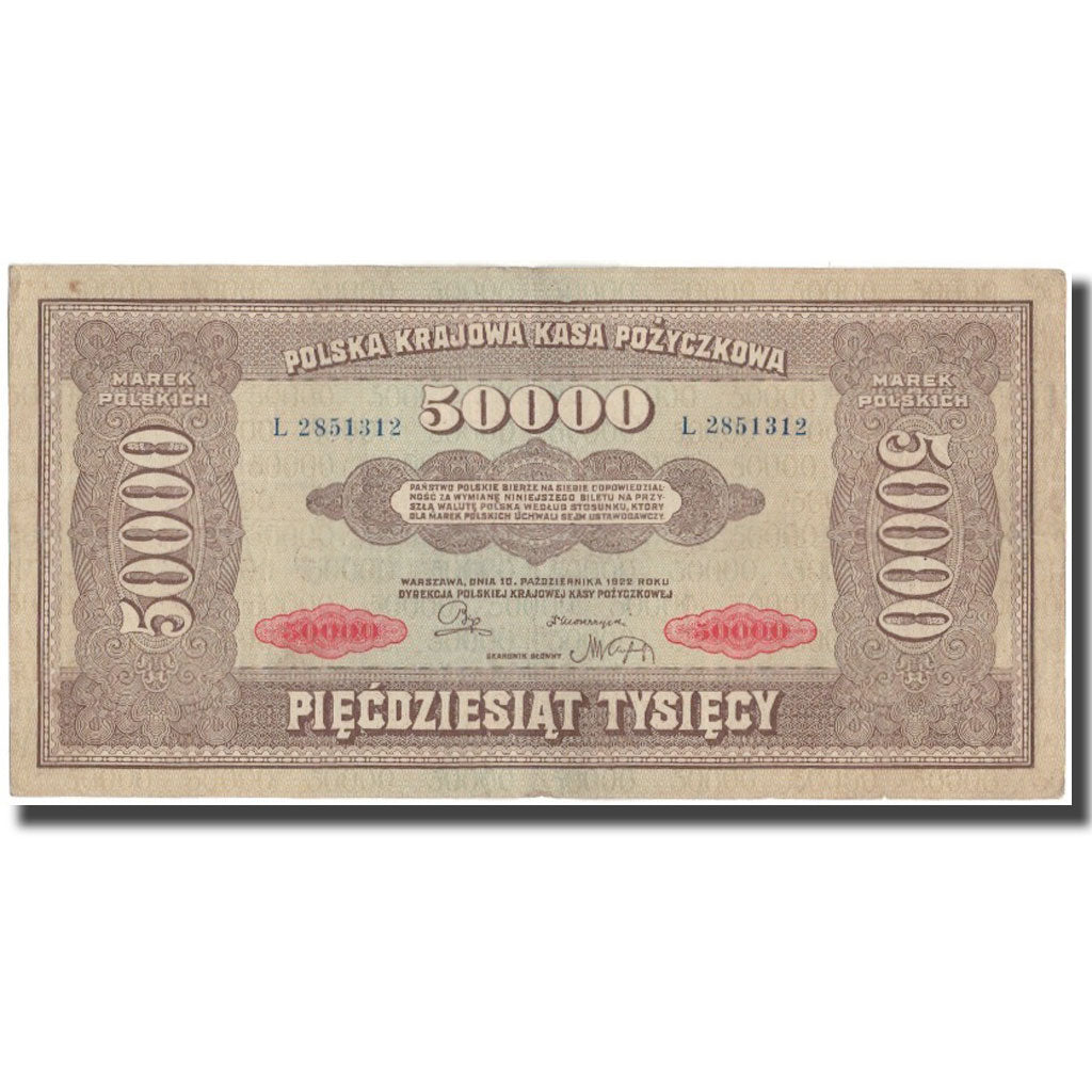Nota, Polónia, 50,000 Marek, 1922, KM:33, VF(30-35)