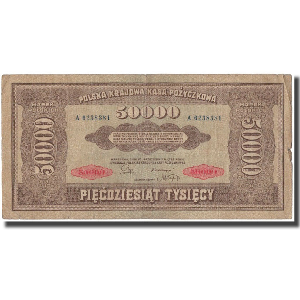 Banknote, Poland, 50,000 Marek, 1922, KM:33, F(12-15)