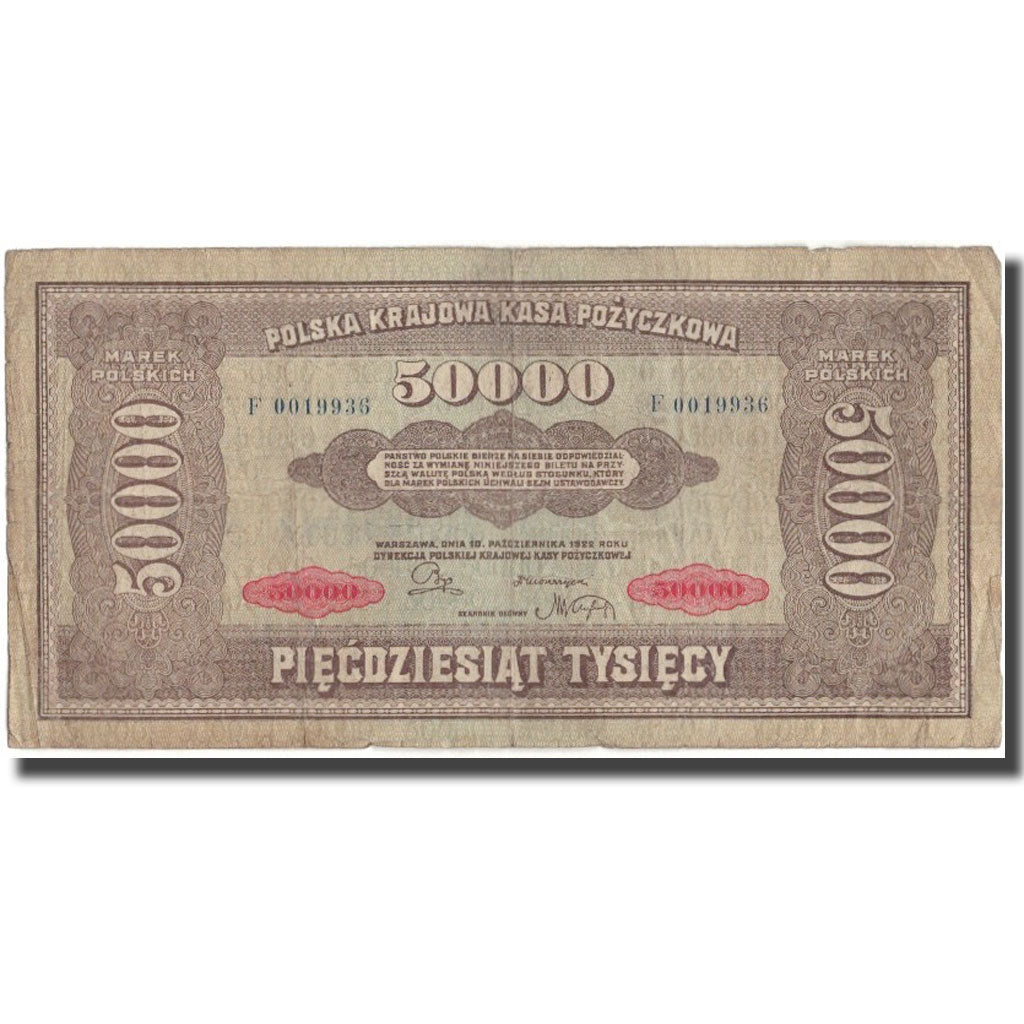 Banknote, Poland, 50,000 Marek, 1922, KM:33, F(12-15)