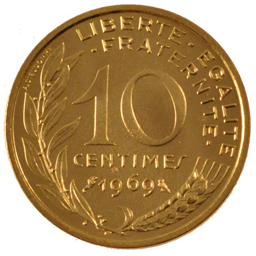 FRANCE, Marianne, 10 Centimes, 1969, Paris, KM #929, MS(65-70),...