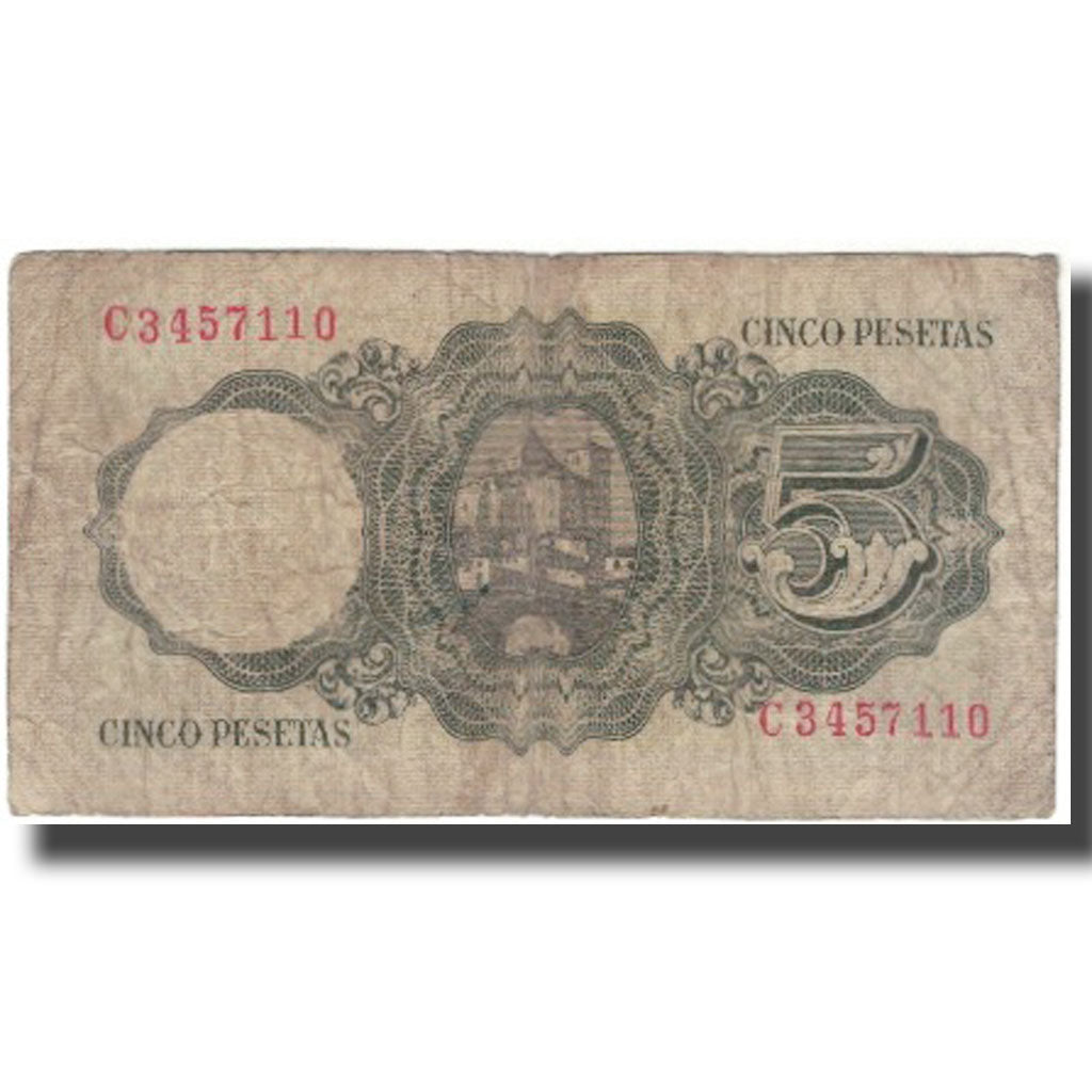 Banknote, Spain, 5 Pesetas, 1951-08-16, KM:140a, VG(8-10)