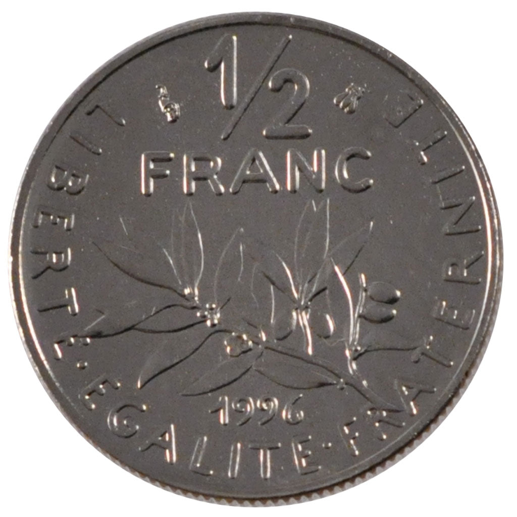 FRANCE, Semeuse, 1/2 Franc, 1996, Paris, KM #931.1, MS(63), Nickel, 19.5,...