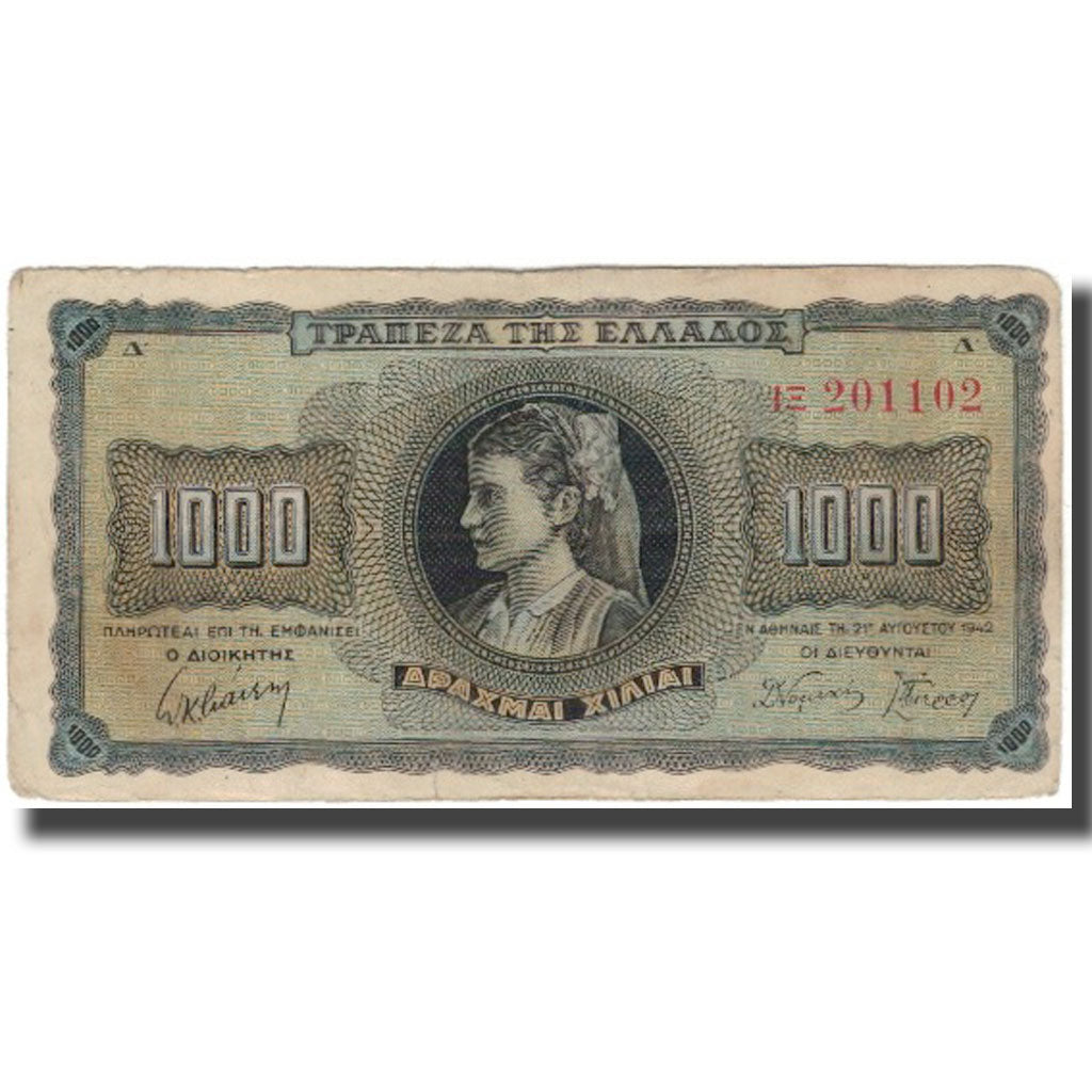 Billet, Grèce, 1000 Drachmai, 1942, KM:118a, TTB