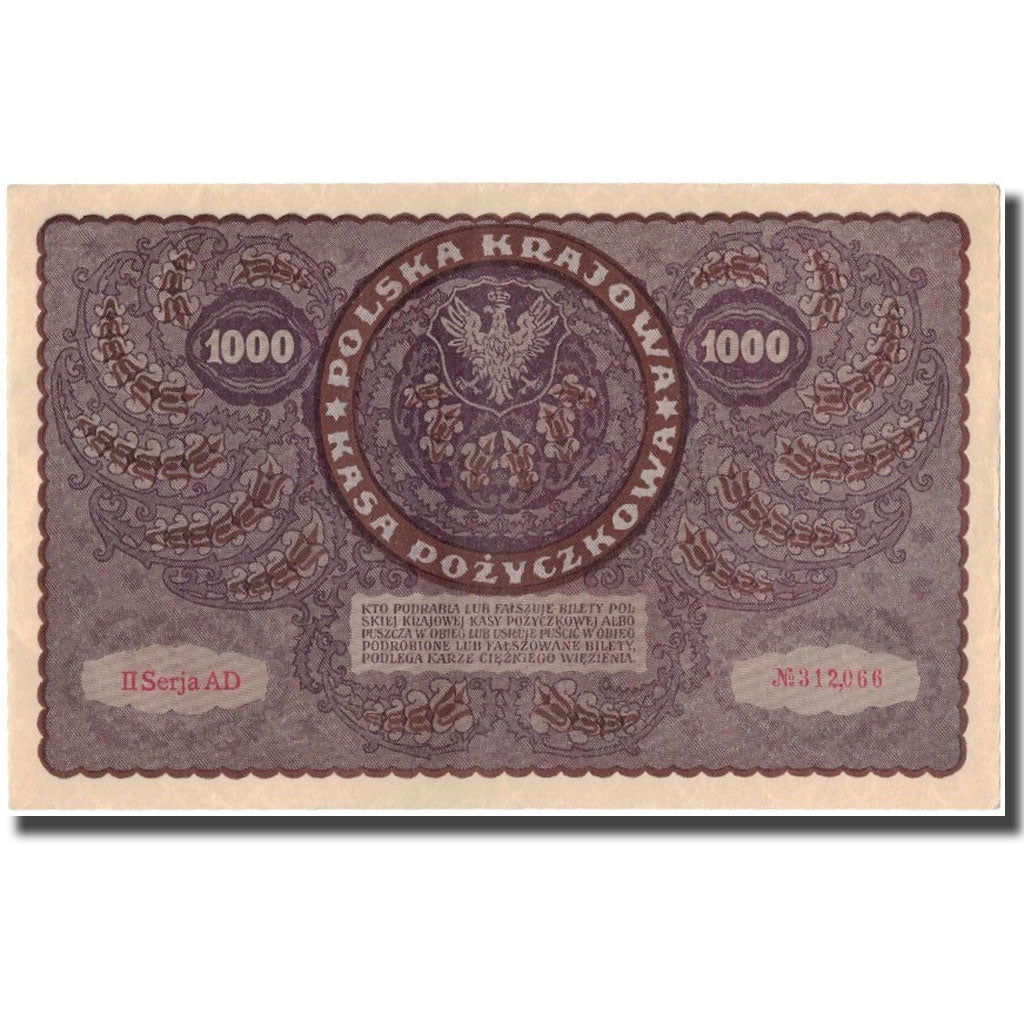 Banknote, Poland, 1000 Marek, 1919, KM:29, AU(55-58)