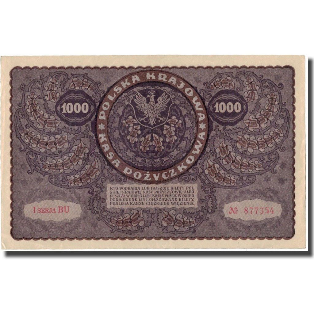 Banknote, Poland, 1000 Marek, 1919, KM:29, AU(55-58)