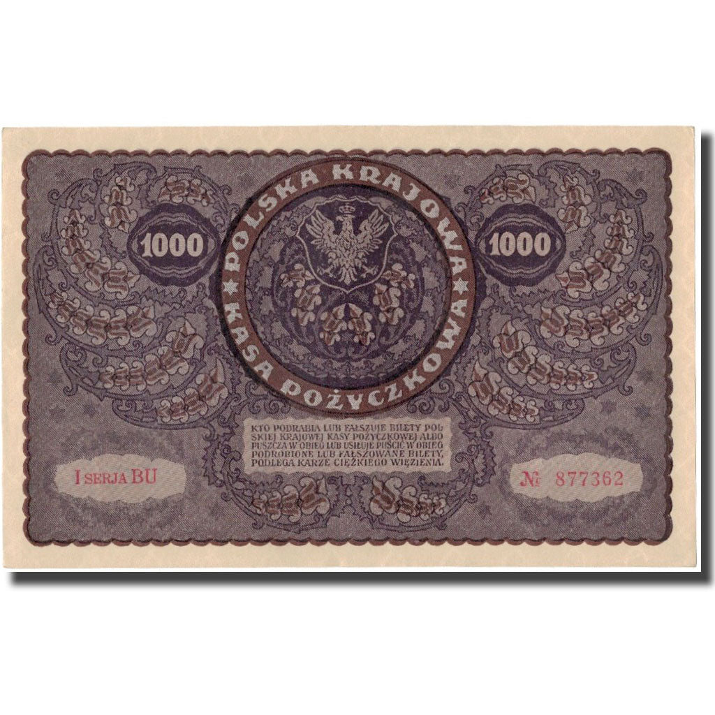 Banknot, Polska, 1000 Marek, 1919, KM:29, UNC(63)