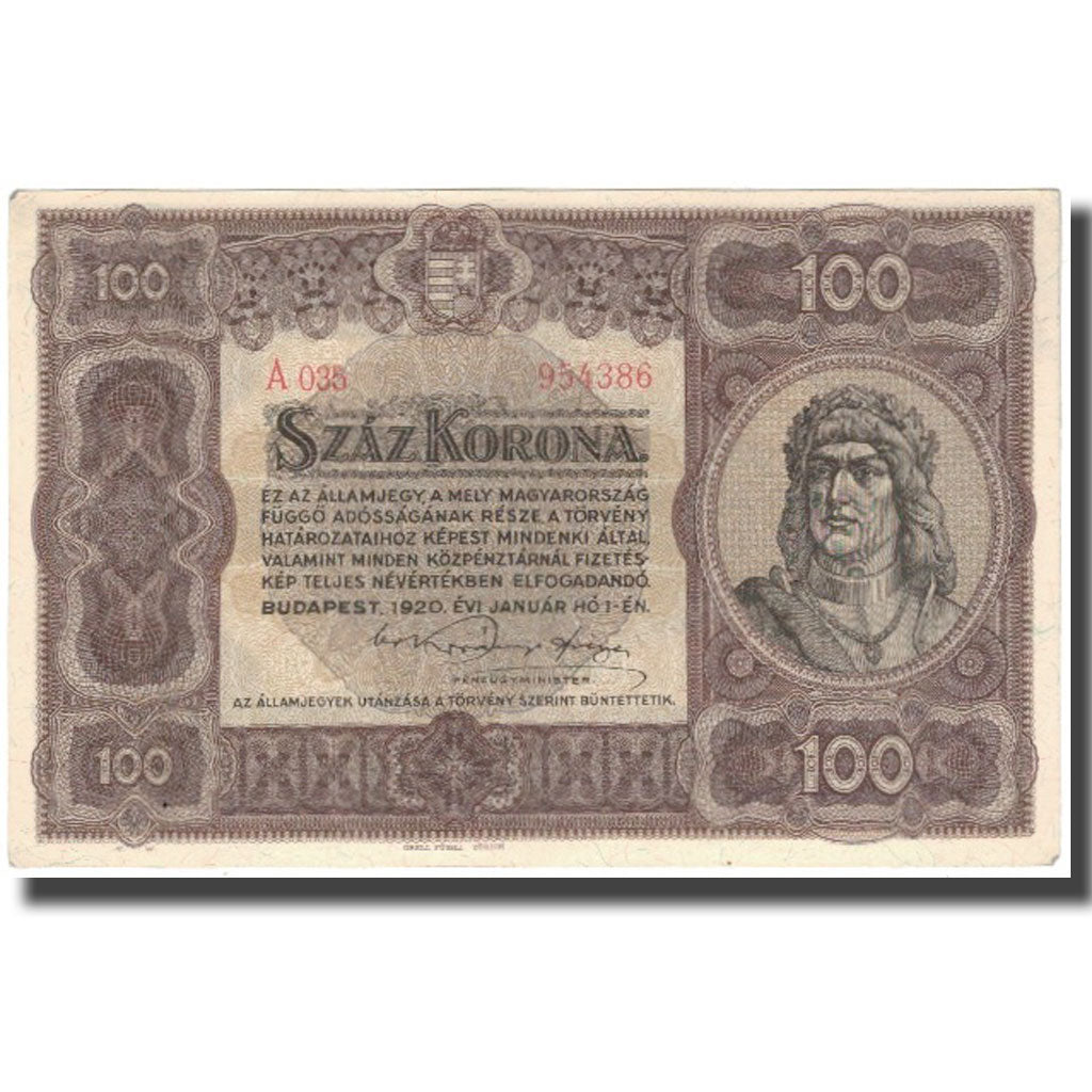 Banknote, Hungary, 100 Korona, 1920, KM:63, AU(55-58)