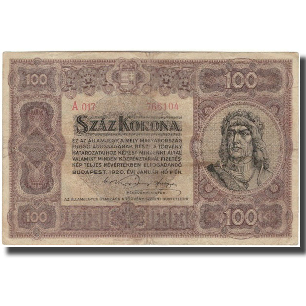 Banknote, Hungary, 100 Korona, 1920, KM:63, VF(30-35)