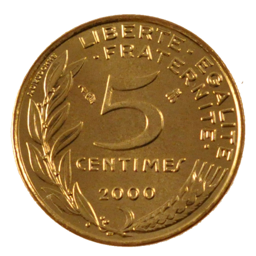 FRANCE, 5 Centimes, 2000, MS(65-70), Aluminium-Bronze, Gadoury #175, 2.00