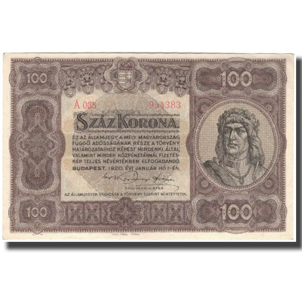 Banknote, Hungary, 100 Korona, 1920, KM:63, UNC(60-62)