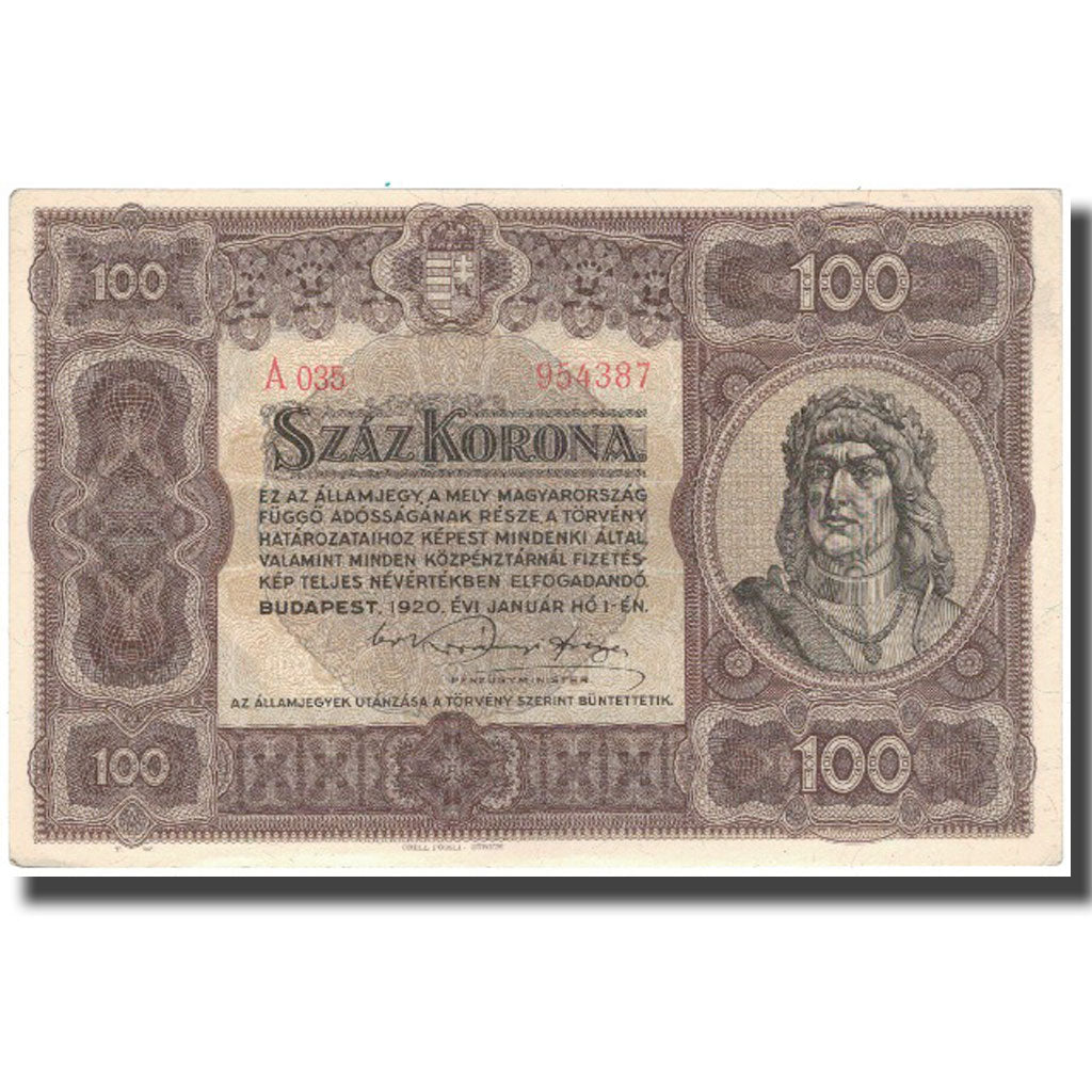Banknote, Hungary, 100 Korona, 1920, KM:63, UNC(60-62)