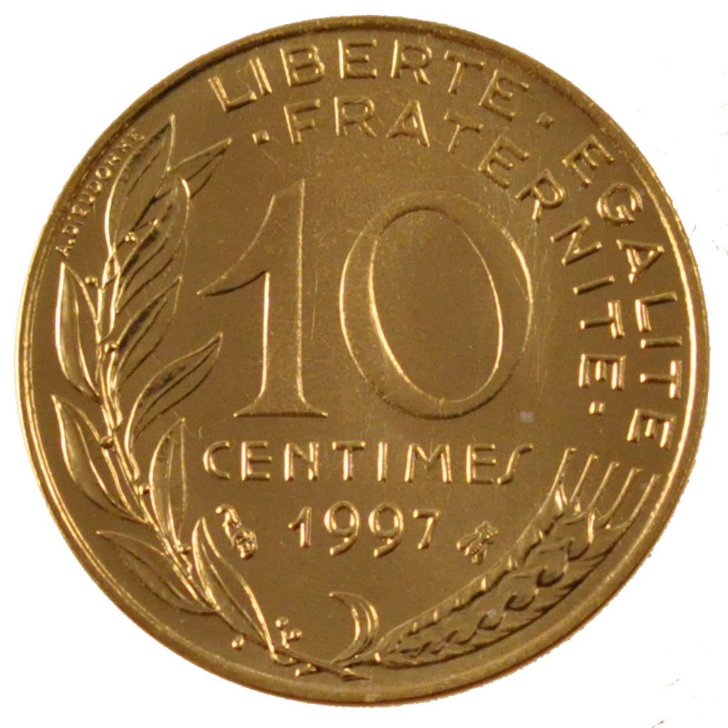 FRANCE, Marianne, 10 Centimes, 1997, Paris, KM #929, MS(65-70),...