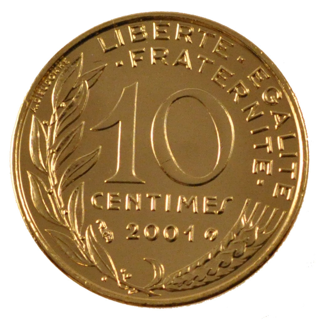 FRANCE, Marianne, 10 Centimes, 2001, Paris, KM #929, MS(65-70),...