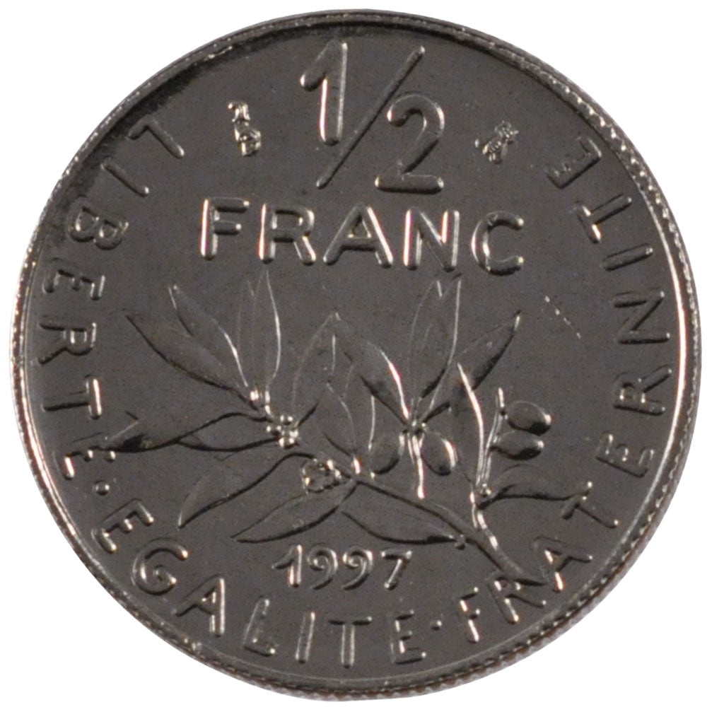 FRANCE, Semeuse, 1/2 Franc, 1997, Paris, KM #931.1, MS(63), Nickel, 19.5,...