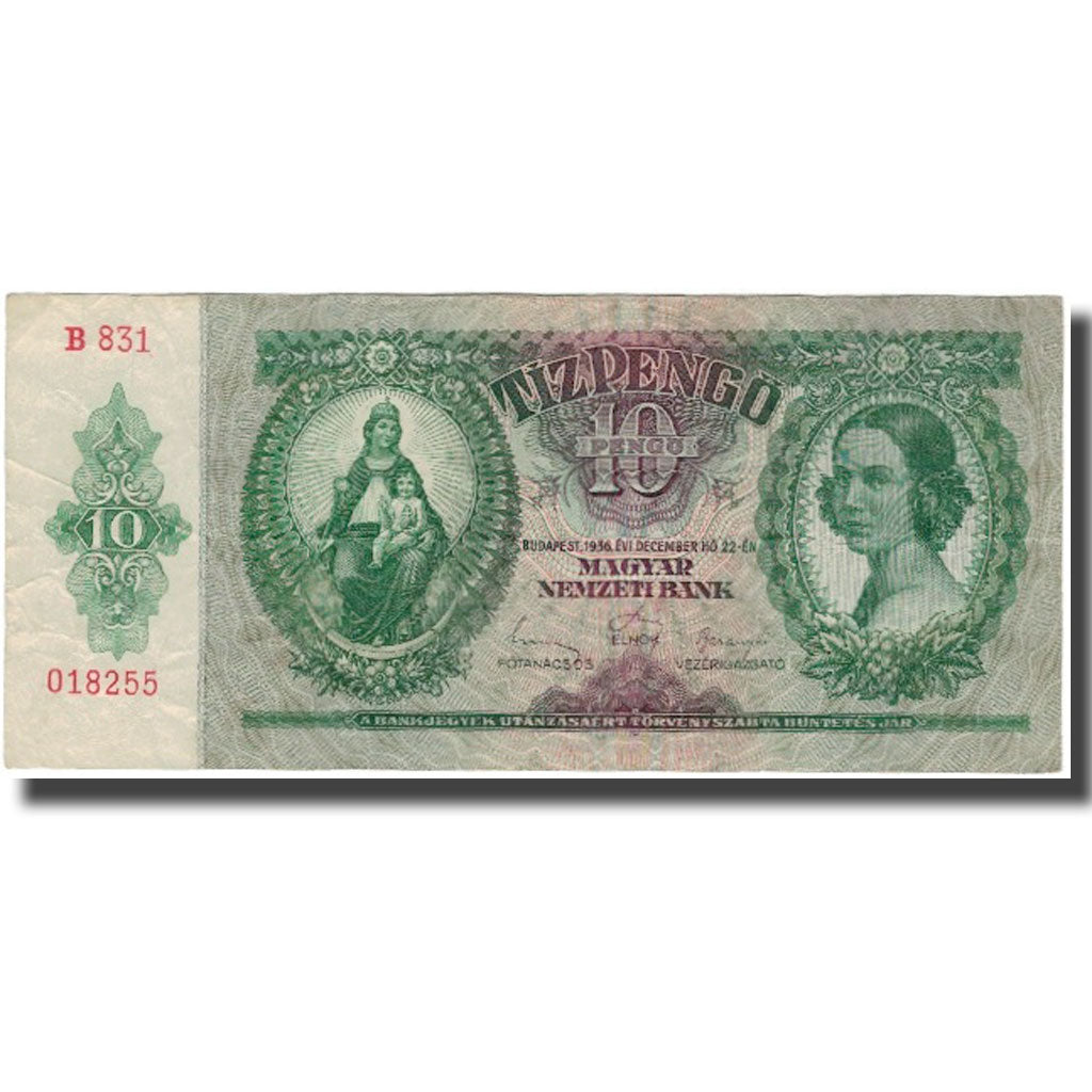 Banknote, Hungary, 10 Pengö, 1936-12-22, KM:100, EF(40-45)