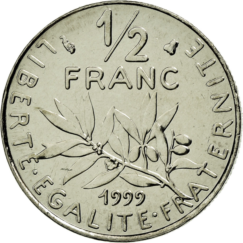 Coin, France, Semeuse, 1/2 Franc, 1999, MS(65-70), Nickel, Gadoury:429