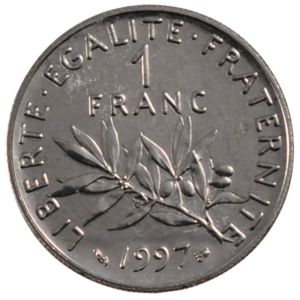 FRANCE, Semeuse, 1 Franc, 1997, Paris, MS(63), Nickel, 24, Gadoury #474, 6.00