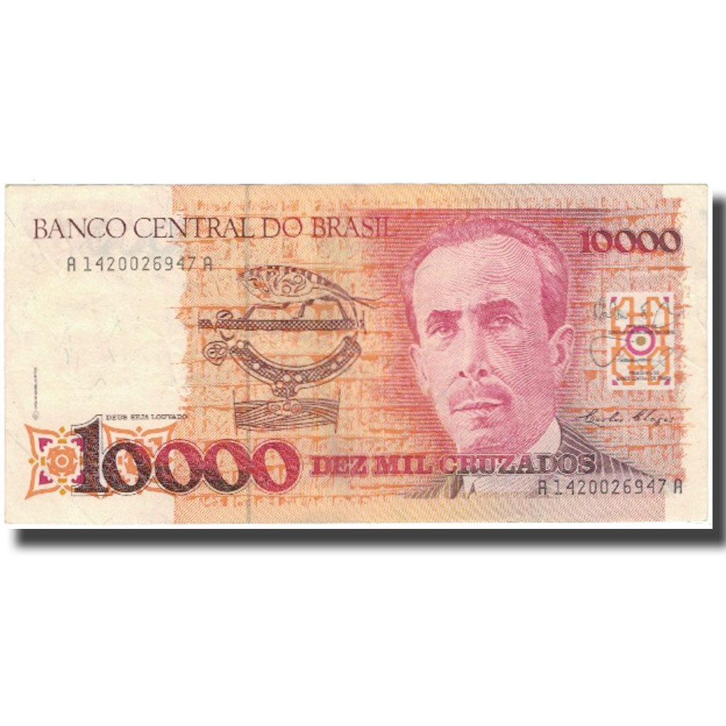 Nota, Brasil, 10,000 Cruzados, KM:215a, AU(50-53)