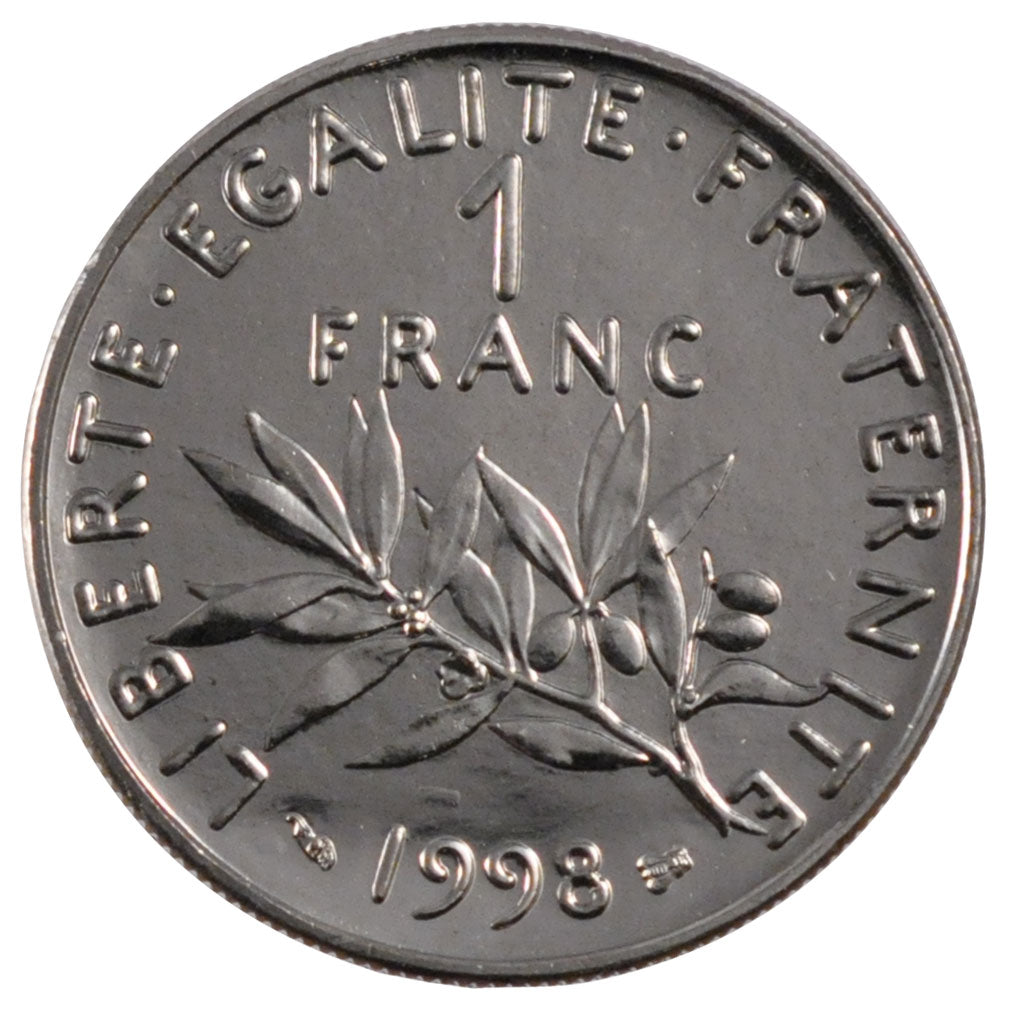 FRANCE, Semeuse, 1 Franc, 1998, Paris, MS(63), Nickel, 24, Gadoury #474, 6.00