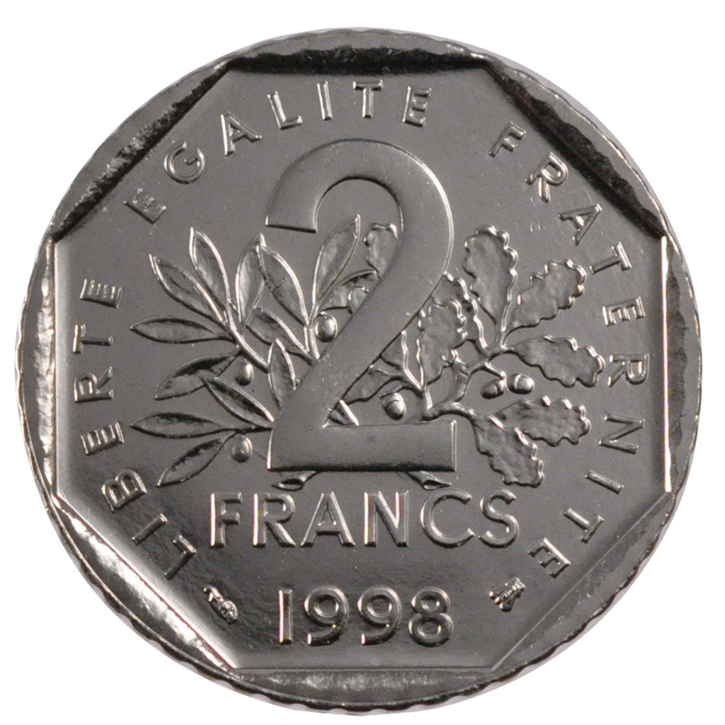 FRANCE, 2 Francs, 1998, MS(63), Nickel, Gadoury #547, 7.50