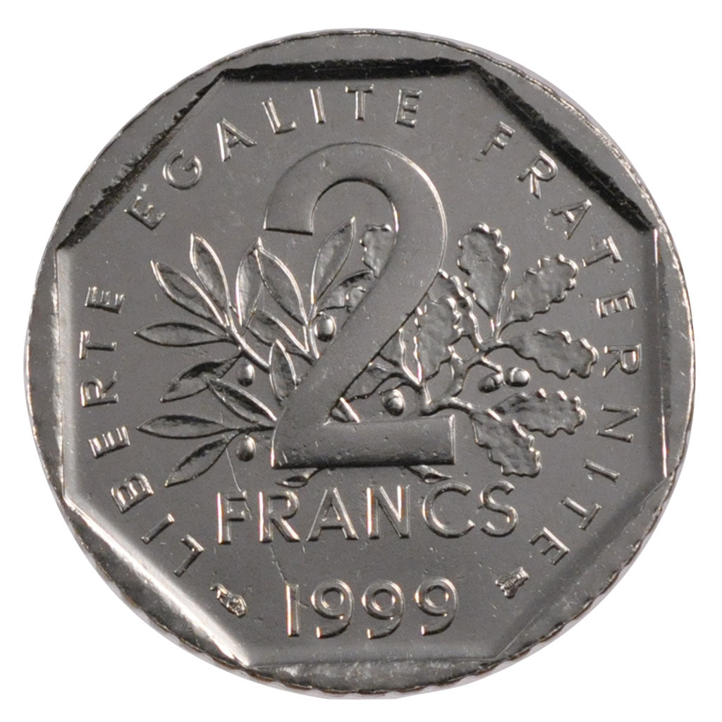 FRANCE, 2 Francs, 1999, MS(63), Nickel, Gadoury #547, 7.50