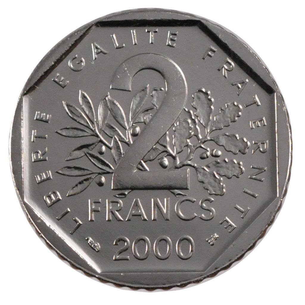 FRANCE, 2 Francs, 2000, MS(63), Nickel, Gadoury #547, 7.50