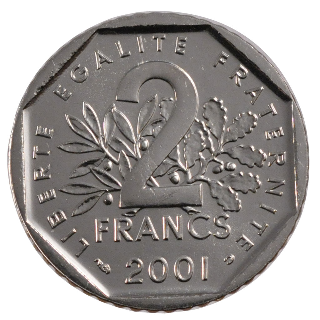 FRANCE, 2 Francs, 2001, MS(63), Nickel, Gadoury #547, 7.50