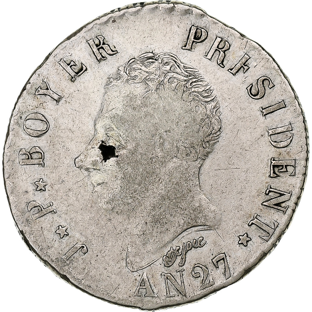 Haiti, Jean-Pierre Boyer, 50 Centimes, AN 27 (1830), Silver, VF(30-35), KM:20