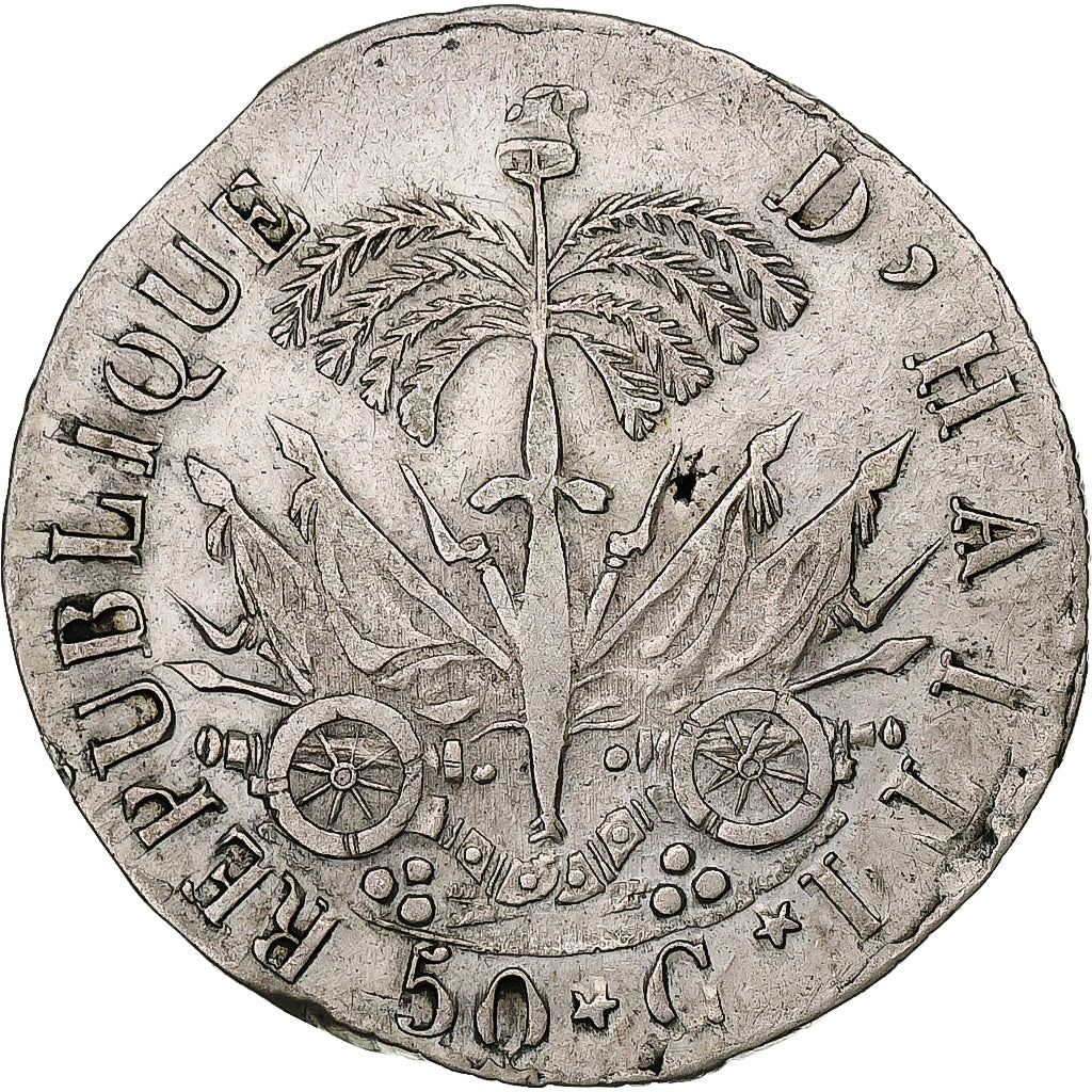 Haiti, Jean-Pierre Boyer, 50 Centimes, AN 27 (1830), Silver, VF(30-35), KM:20