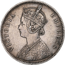 INDIA-BRITISH, Victoria, Rupee, 1883, Calcutta, Silver, AU(50-53), KM:492