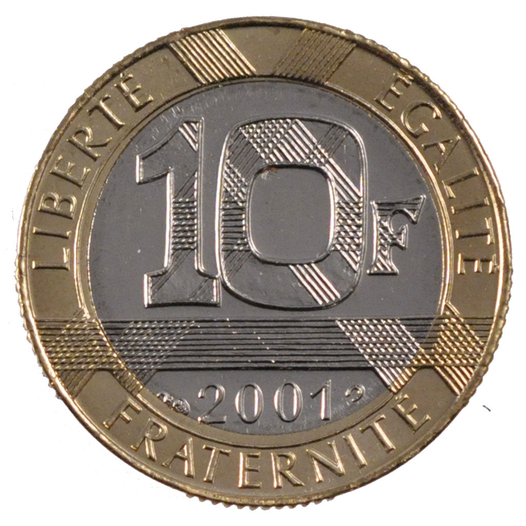 FRANCE, Génie, 10 Francs, 2001, KM #964.2, MS(65-70), Aluminum-Bronze, 23, G...