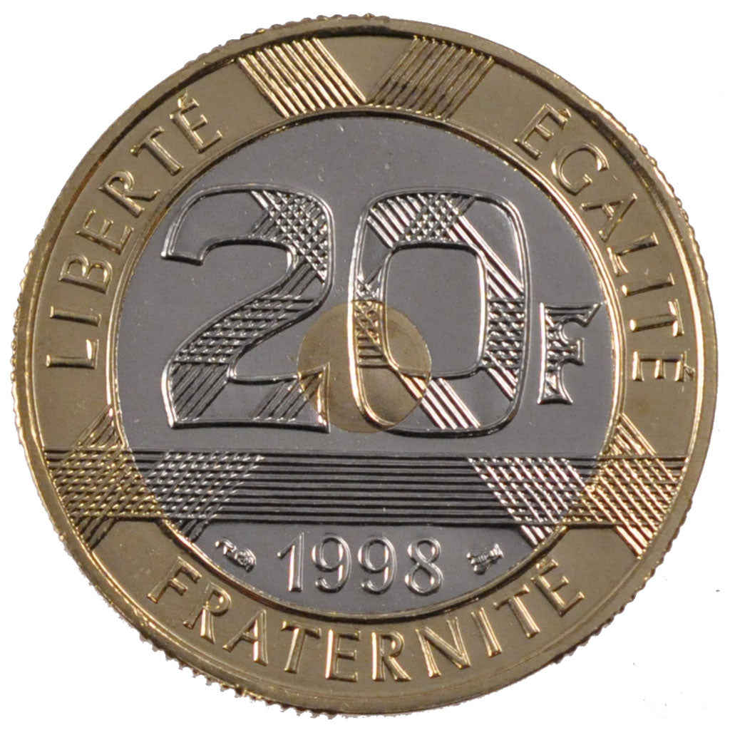 FRANCE, 20 Francs, 1998, MS(65-70), Bimetallic, Gadoury #871, 9.00