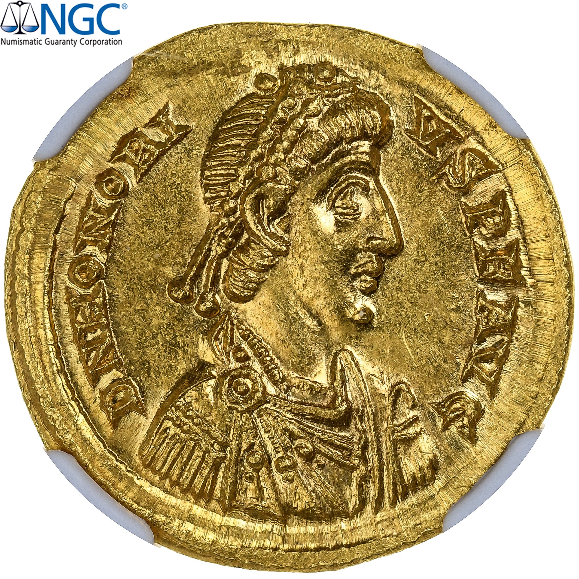 Honorius, Solidus, 394-395, Mediolanum, Gold, NGC, MS(60-62), RIC:1206