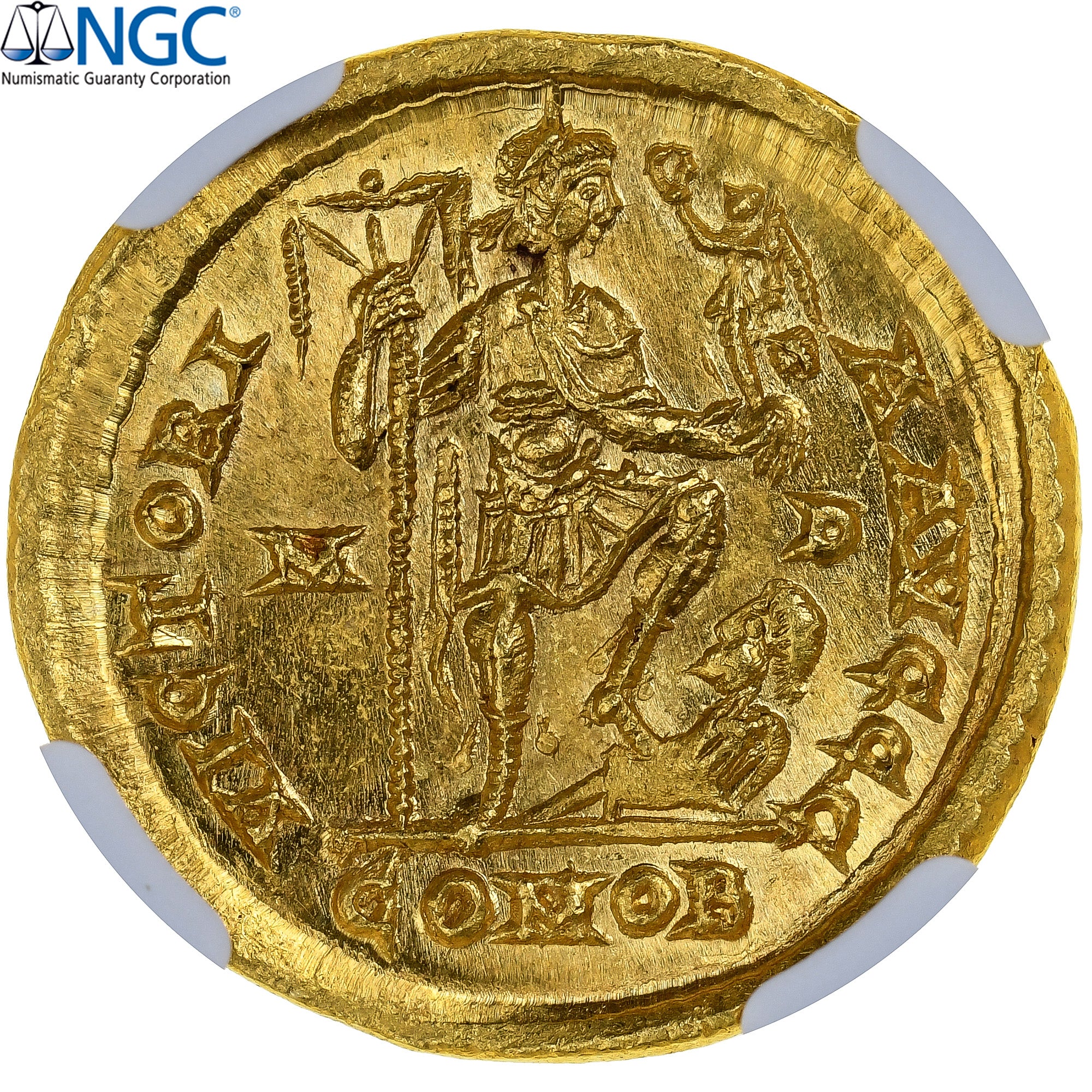 Honorius, Solidus, 394-395, Mediolanum, Gold, NGC, MS(60-62), RIC:1206