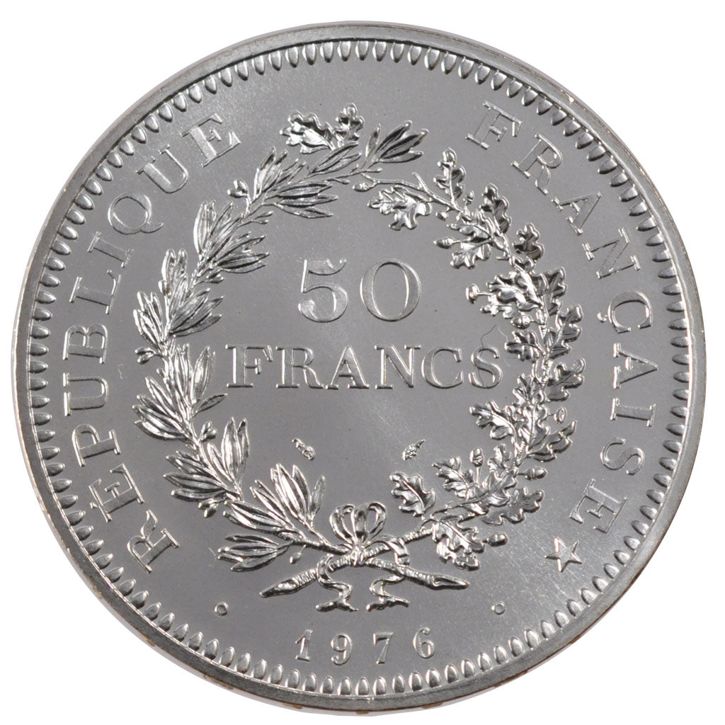 FRANCE, Hercule, 50 Francs, 1976, Paris, MS(63), Silver, 41, Gadoury #882, 30.00