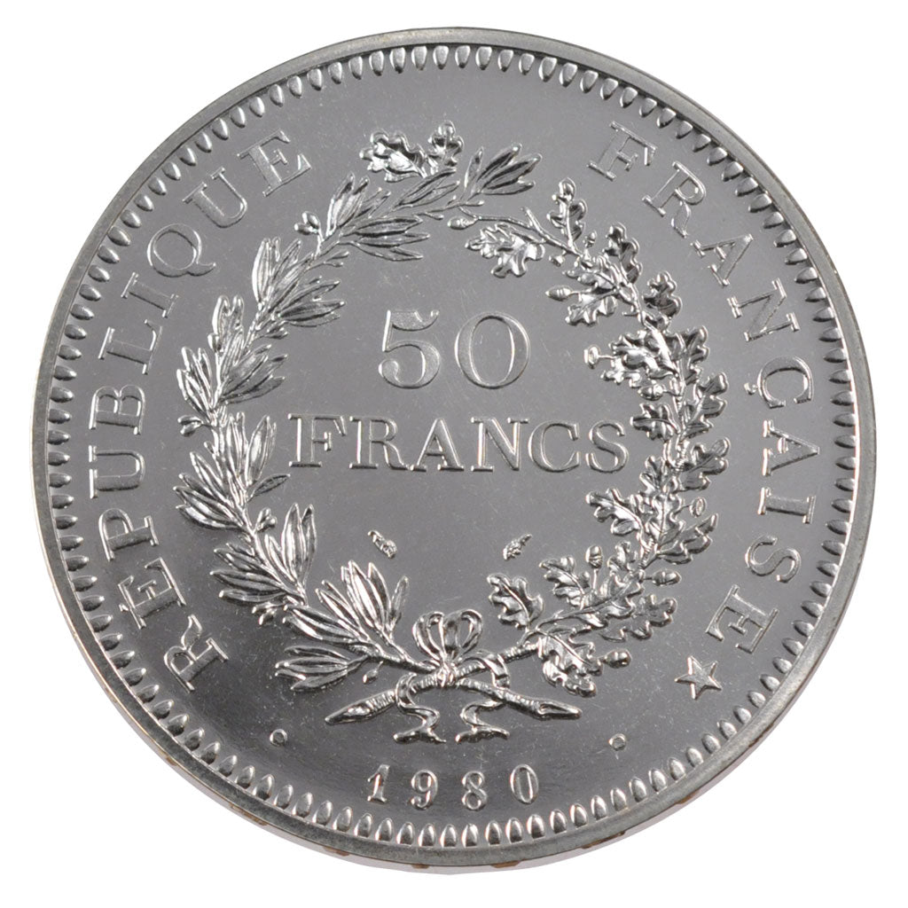 FRANCE, Hercule, 50 Francs, 1980, Paris, KM #941.1, MS(63), Silver, 41, Gadoury.