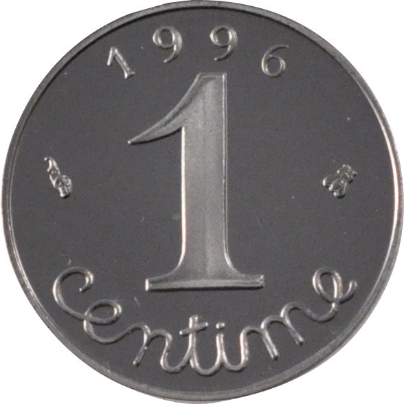 FRANCE, 1 Centime, 1996, MS(65-70), Steel, Gadoury #91b, 1.65